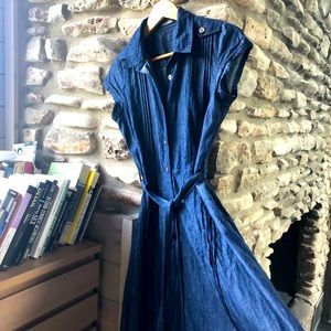 Denim midi shirt dress lightweight chambray